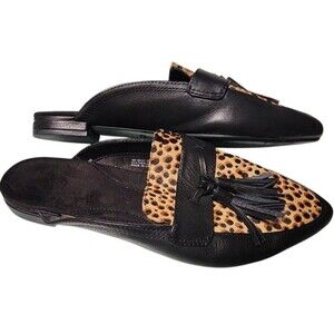 Aerosoles 'Best Girl' Mules Size 9 Leather Animal Print Tassels Comfort